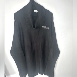 Calvin Klein L/XL Elegant Black Sweater with Buckle Detail